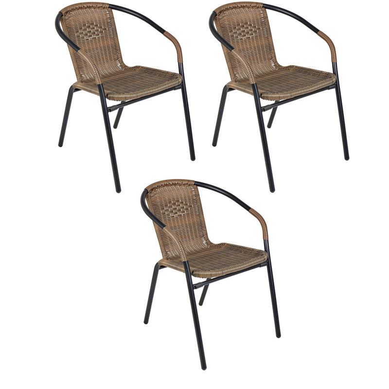 Metal Outdoor Stacking Dining Armchair, Brown