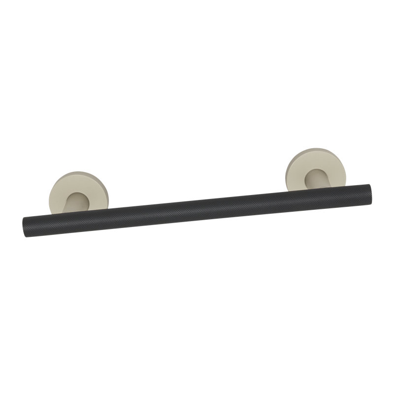 Barre moletée pour porte-serviettes Vita Bella 8 po, Nickel mat / noir mat