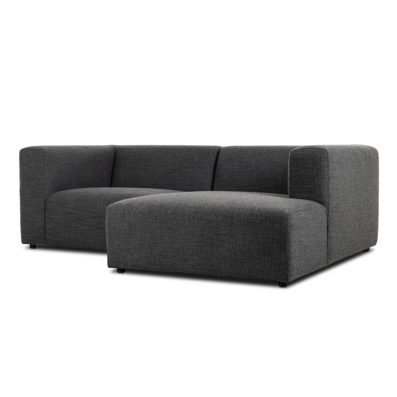 Canapé modulaire 2 pièces Alistair Sloan, Face à la droite, Mélange de polyester gris anthracite Saxon