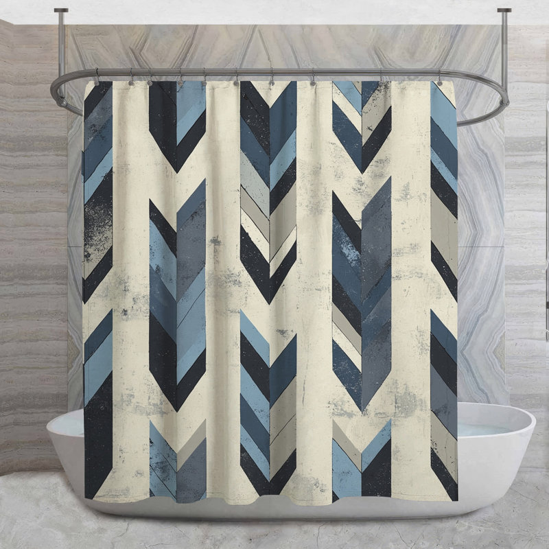 Rideau de douche à motif de flèche - Décoration de salle de bain géométrique scandinave, H 93 po x l 70 po