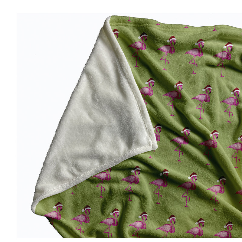 Snow Bird Pattern Christmas Throw Blanket, Green, 50" W x 60" L