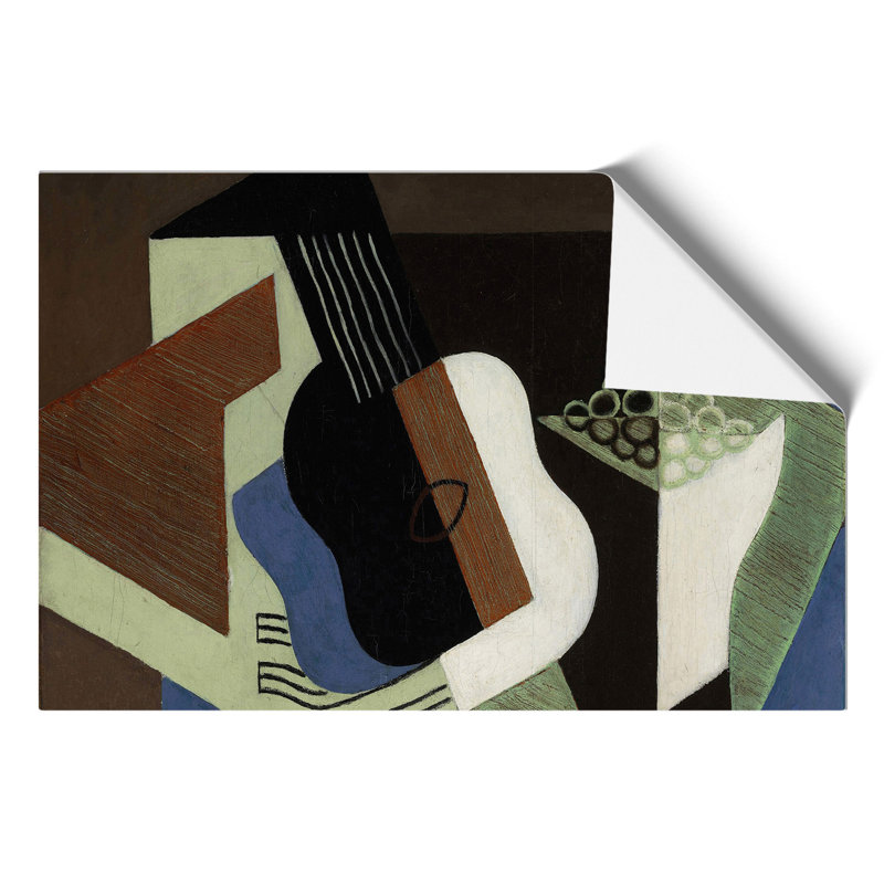 Guitar And Dish by Juan Gris - No Frame Painting, 42cm H x 59cm W x 0.1cm D