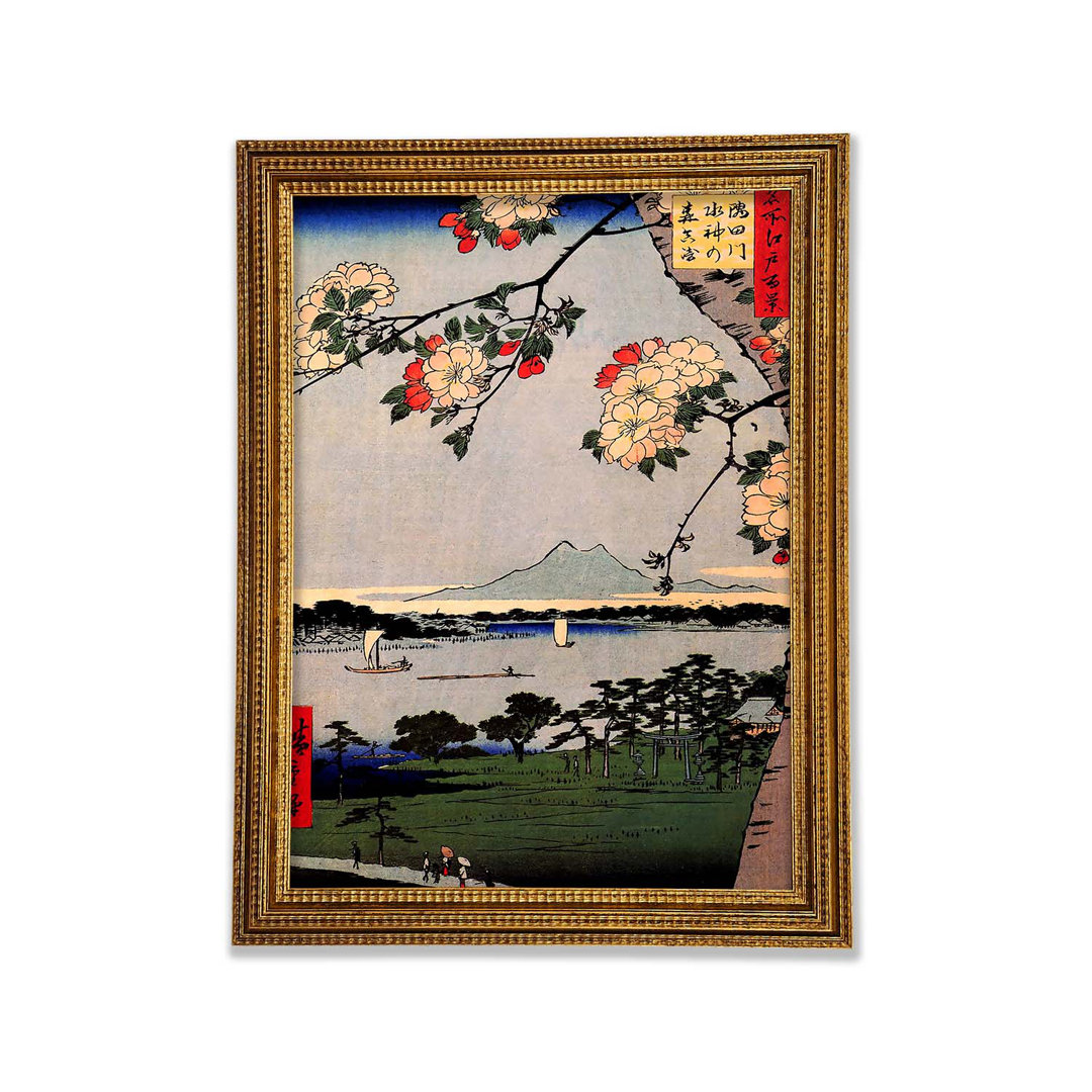 Suijin-Schrein und Massaki am Sumida-Fluss von Hiroshige - Einzelne Bilderrahmen Kunstdrucke