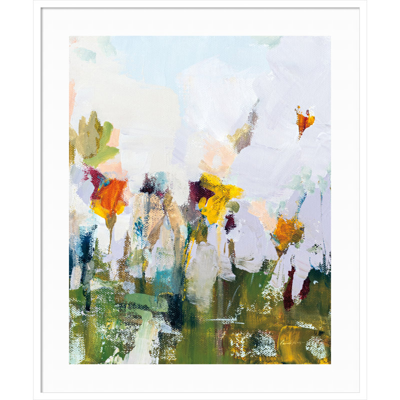 «Spontane Summer Flowers» par Pamela Munger - peinture encadrée, H 41 po x l 33 po, Or