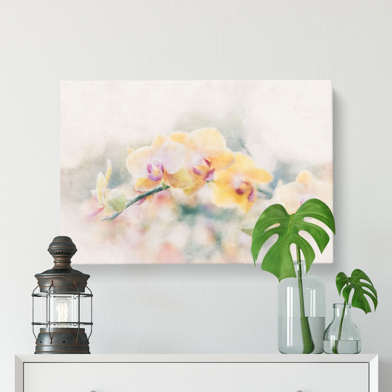 Yellow Orchids - Wrapped Canvas Painting, 50cm H x 76cm W x 3cm D