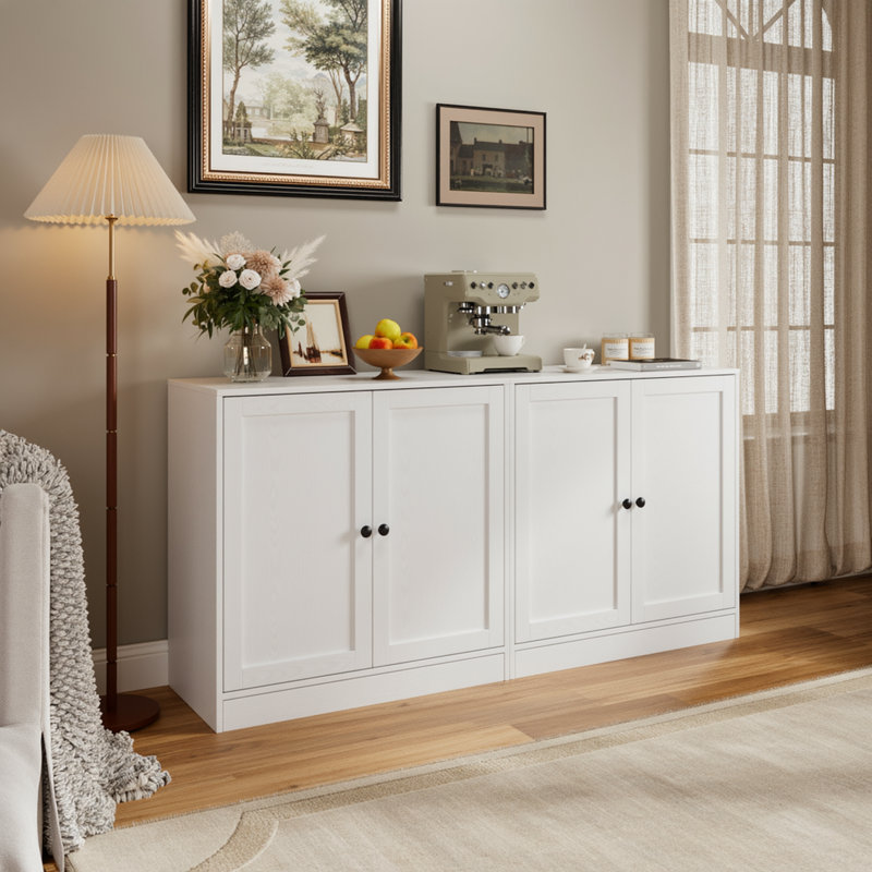 Armoire d'appoint 32 "H avec portes, blanc, Blanc