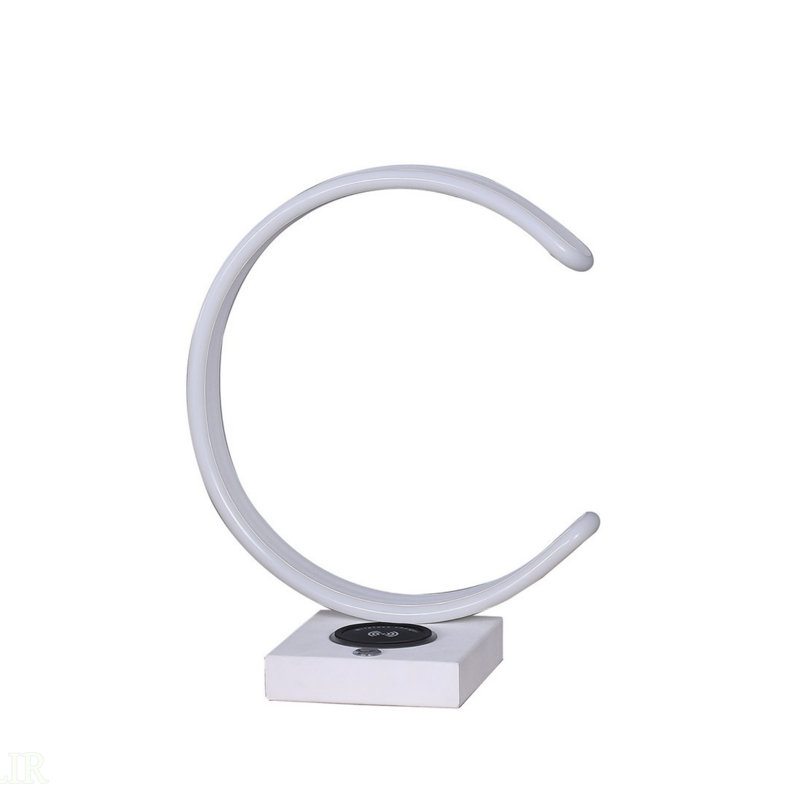 Lampe de table 13,5 "en forme de C à DEL avec port USB / chargeur sans fil, lampe de table