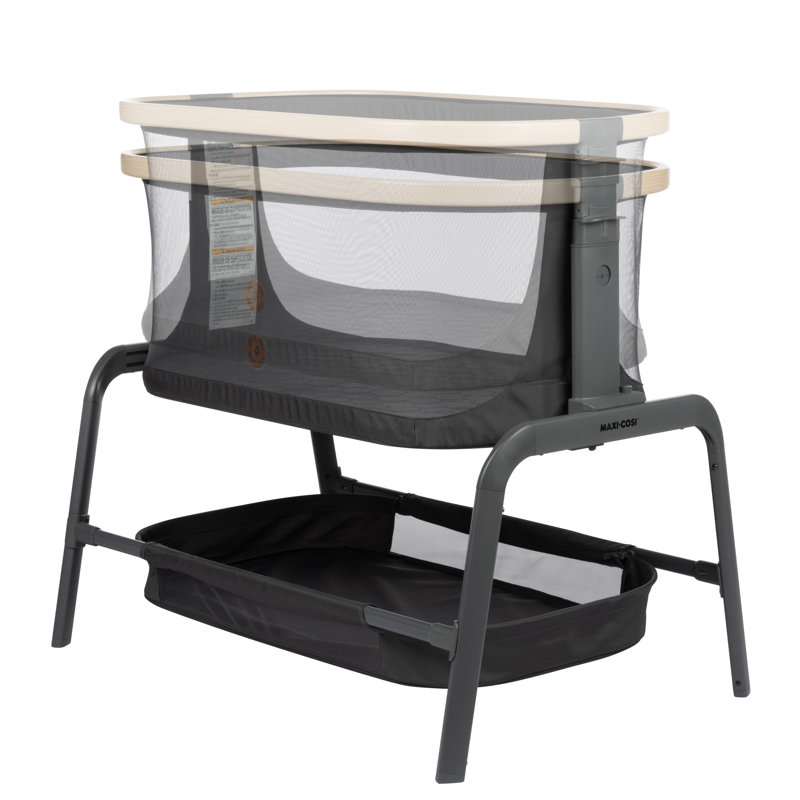 Iora Bedside Crib with Mattress, Light Gray