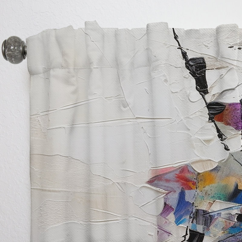Aldithley - Purple Language Of Lines IV - Abstract Curtain - Velvet Room Darkening - 1 panel, 52" W x 120" L
