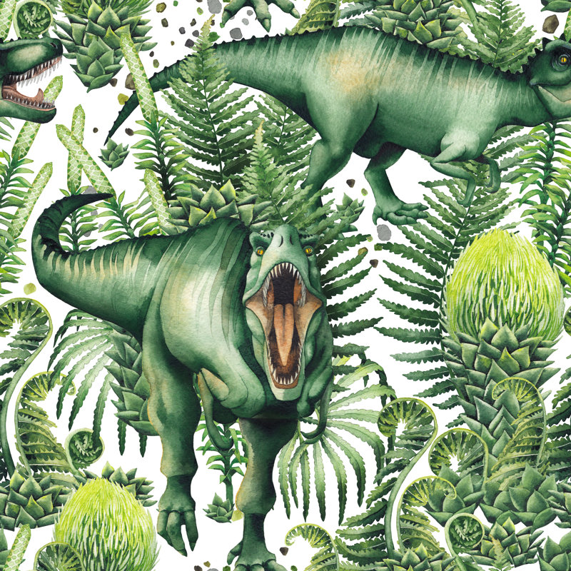 Realistic WaterColour Dinosaur - Wrapped Canvas Print, 91cm H x 91cm W x 3.8cm D