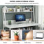 Bureau d'ordinateur de 47 pouces avec huche et bibliothèque, solution compacte de bureau à domicile pour petits espaces, poste de travail moderne avec rangement, blanc