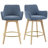Lovetro Swivel Full Back Arms Upholstered 25.8"H Counter Stool with Solid Rubberwood Frame and Gold Footrest-565308806