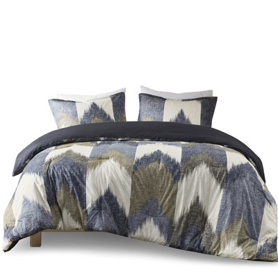 Full/Queen Comforter - Navy Printed Cotton, Fill, , 2 Shams For A Cozy Adventure Mini Full/Queen, Cotton With Bedroom