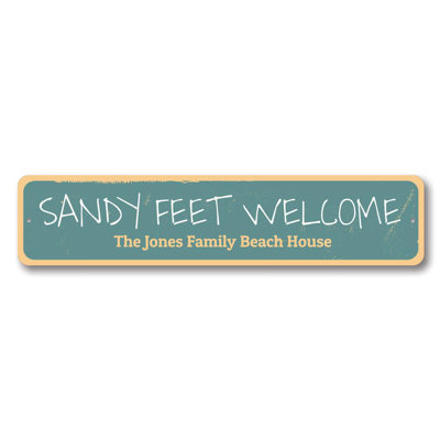 Plaque en aluminium Sandy Feet Welcome