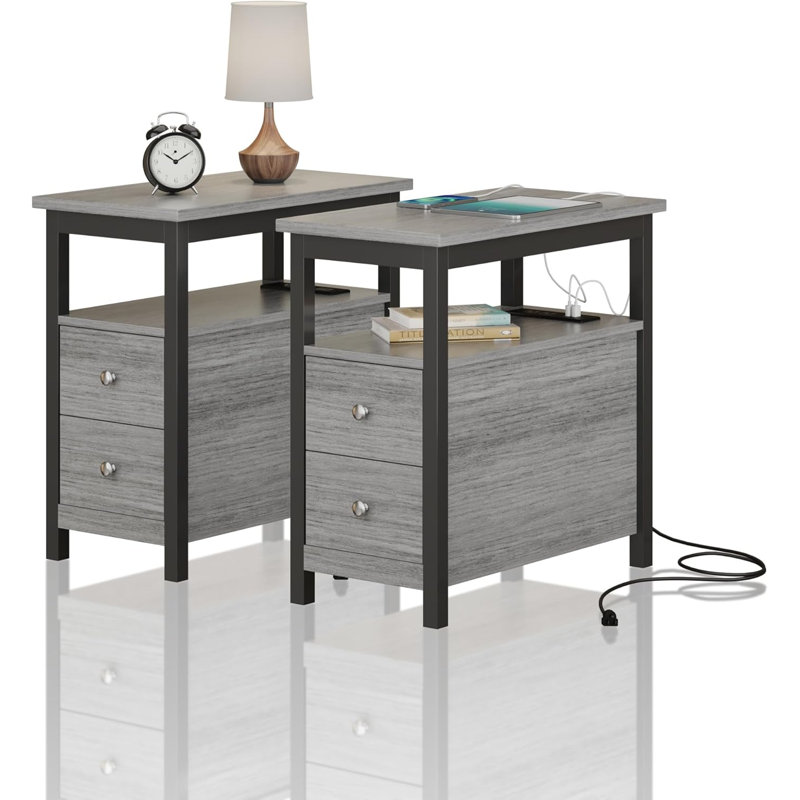 Ensemble de tables de bout Rovanio, Noir / gris
