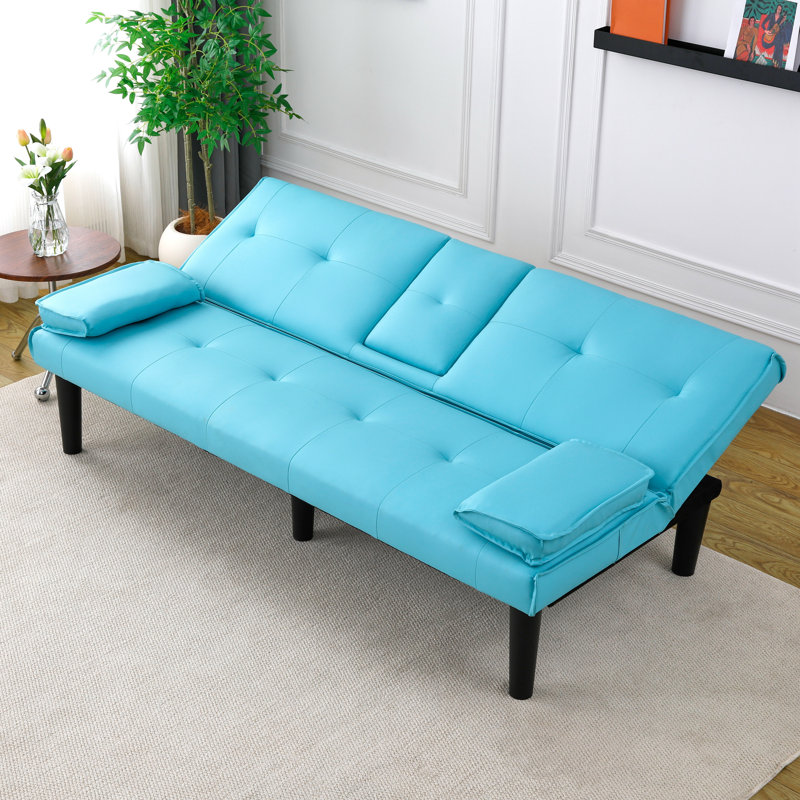 Canapé-lit convertible en cuir PVC, Bleu