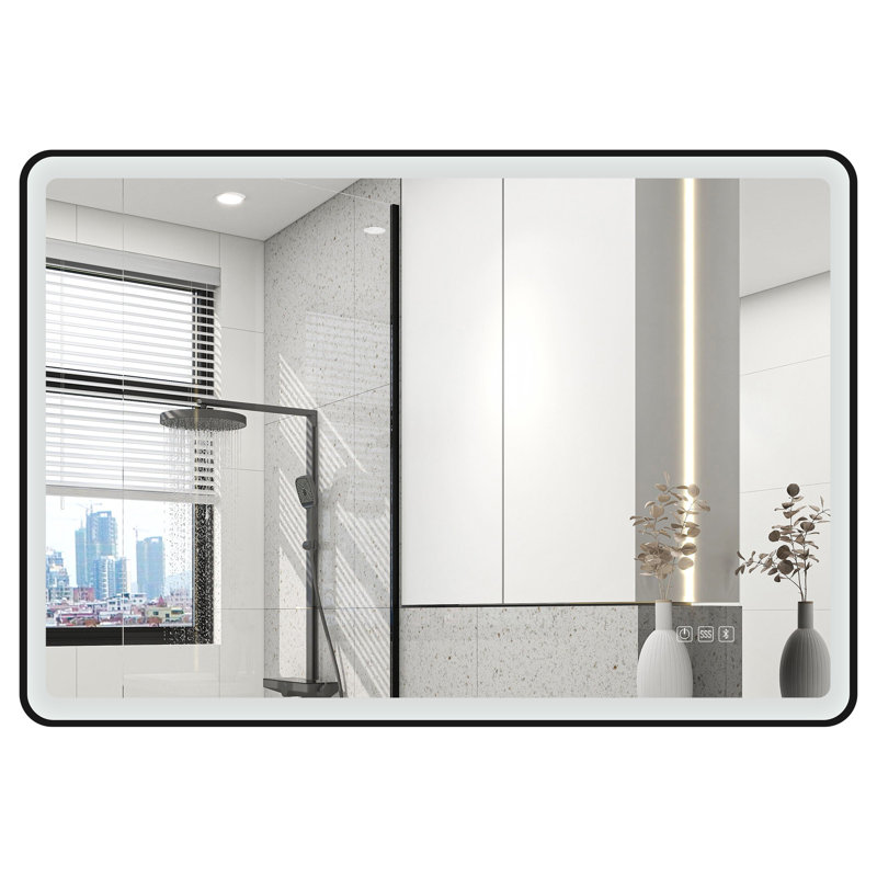 Cilla Led Bathroom Mirror 39" X27.5",Front Light And Backlit, Large Wall Mirrors With Anti-Fog, 1