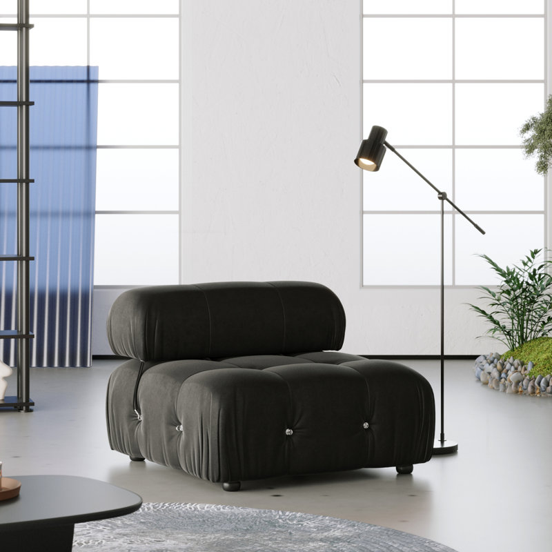 Fauteuil de chambre 34,55 po Cylar, Velours noir