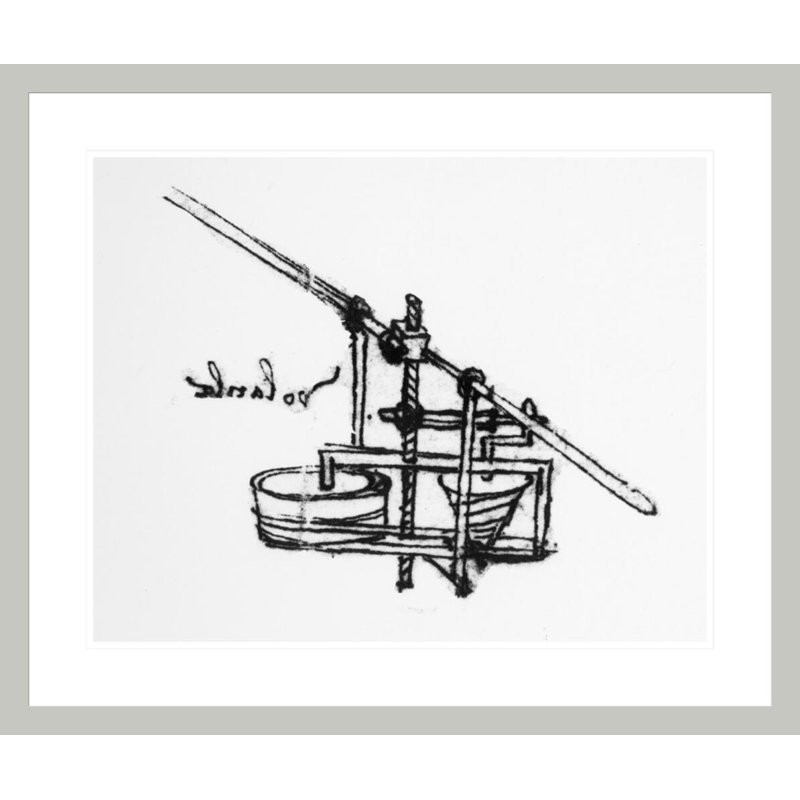Fac-similé d'un dessin du Codex Atlanticus par Leonardo Da Vinci, impression giclée encadrée, 23.5" H x 28.02" W