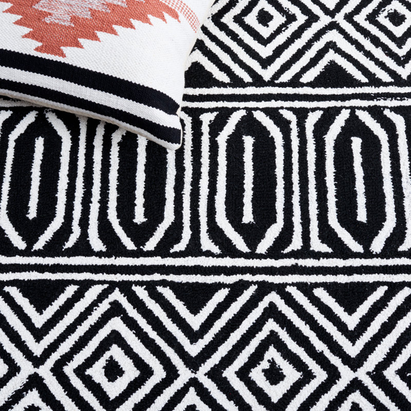 Haruno Hand Tufted Performance Geometric Rug, Rectangle 6' x 9'