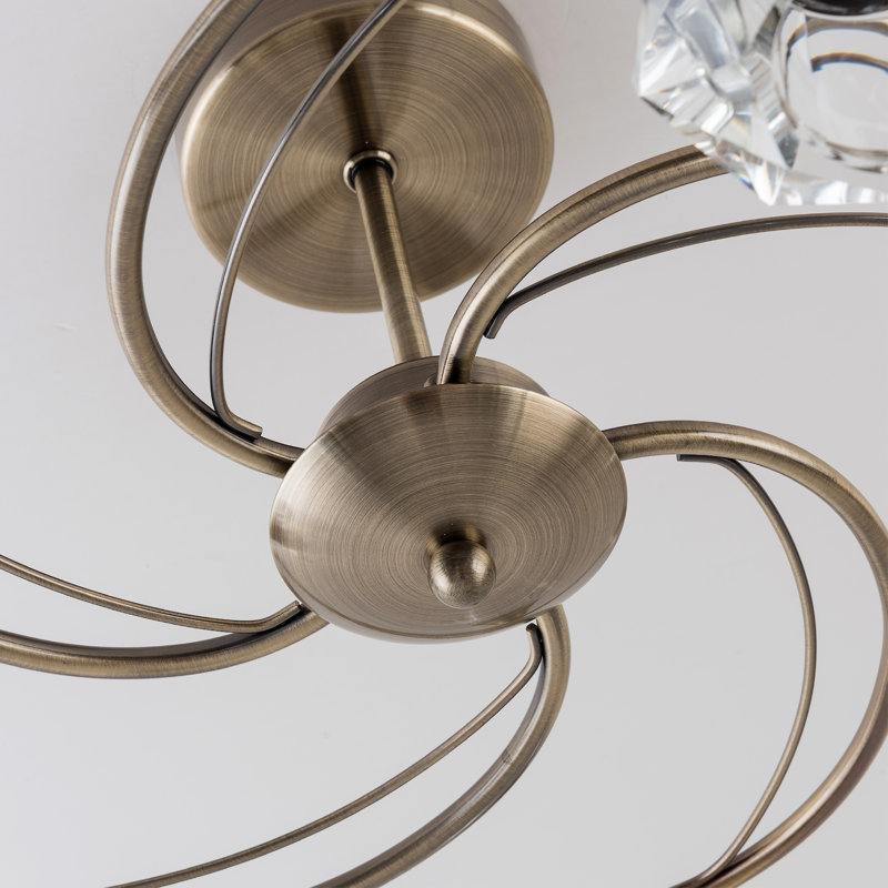 Aldiana Glass Semi Flush Mount, Antique Brass