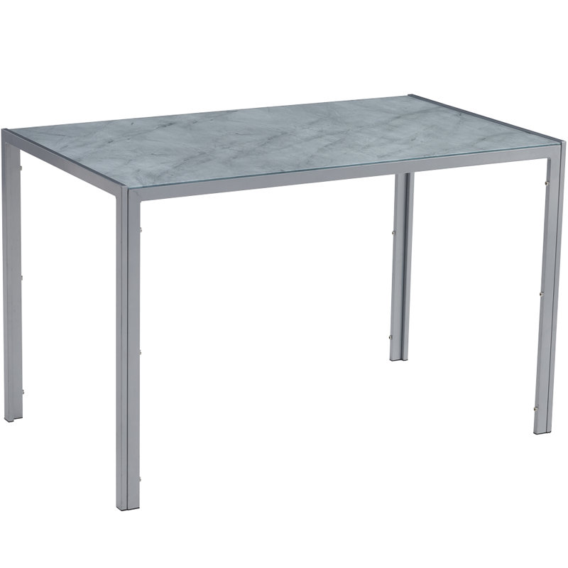 Glass Top Metal Base Dining Table, Grey/Blue