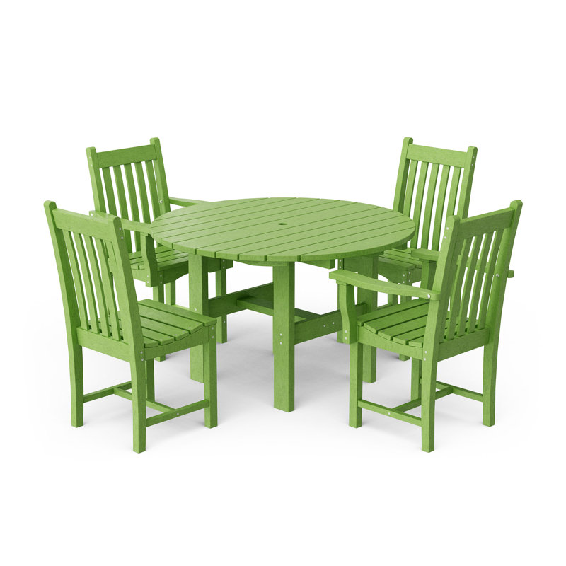 Ensemble de table ronde 46 po avec chaises d'appoint Classic 5 pièces, Vert citron