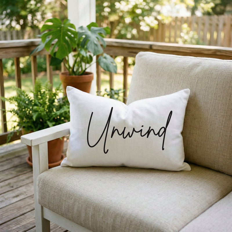 Unwind Pillow 16"X12" White, Rectangle 12"H x 16"W, White