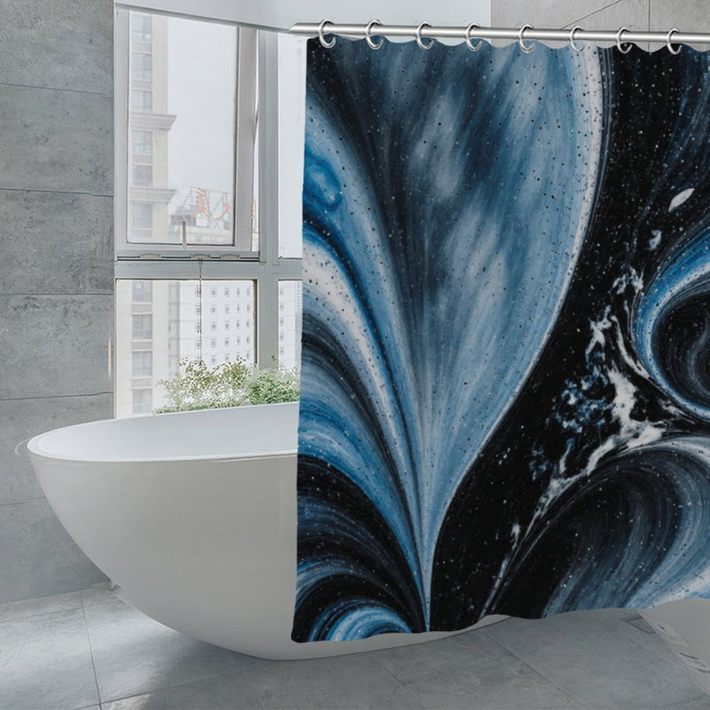 Rideaux de douche Cosmic Swirl, 71 × 71, Bleu abstrait 3