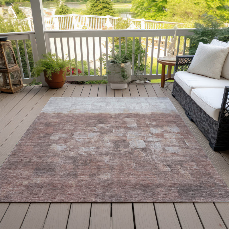 Tapis paprika Xhevrie intérieur / extérieur lavable à la machine, Rectangle 2 pi 6 po x 3 pi 10 po