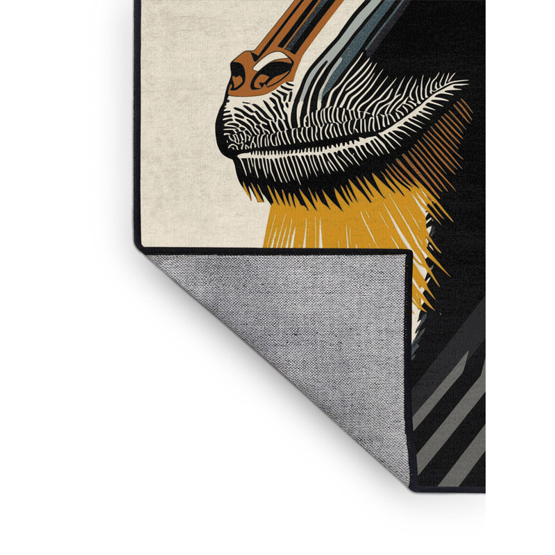 Tapis gris délavé à la machine Pavli Mandrill, 2 x 5