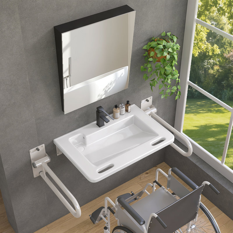 Ogonbrick ADA Ceramic Bathroom Sink 31" X 20" With L Shaped 23 By 15 ...