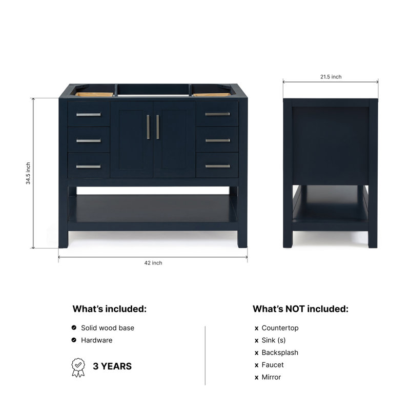 42'' W Single Bathroom Vanity Base, Midnight Blue