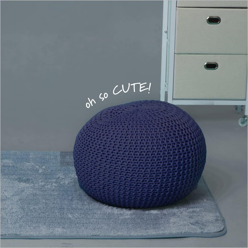 Bramble Upholstered Pouf, Navy
