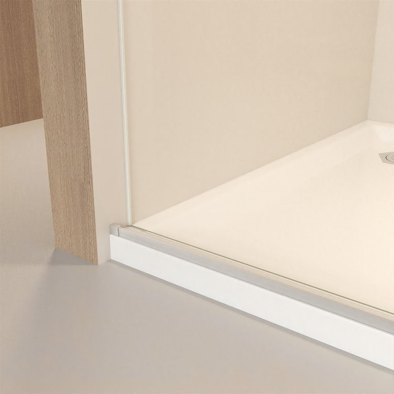 50-54" X 76" H Frameless Sliding  Shower Door, 5/16" (8Mm) Clear Tempered Glass, Stainless Steel Frame,Brushed Nickel