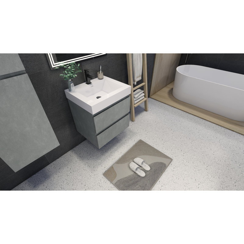 Boubacar Single Bathroom Vanity with Acrylic Top, Cement Gray