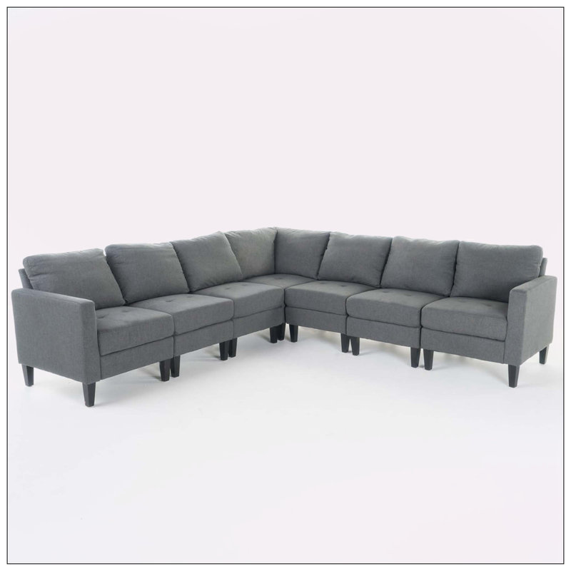 Grand canapé modulaire réversible Swick, 100 % polyester gris foncé, 7 Seater