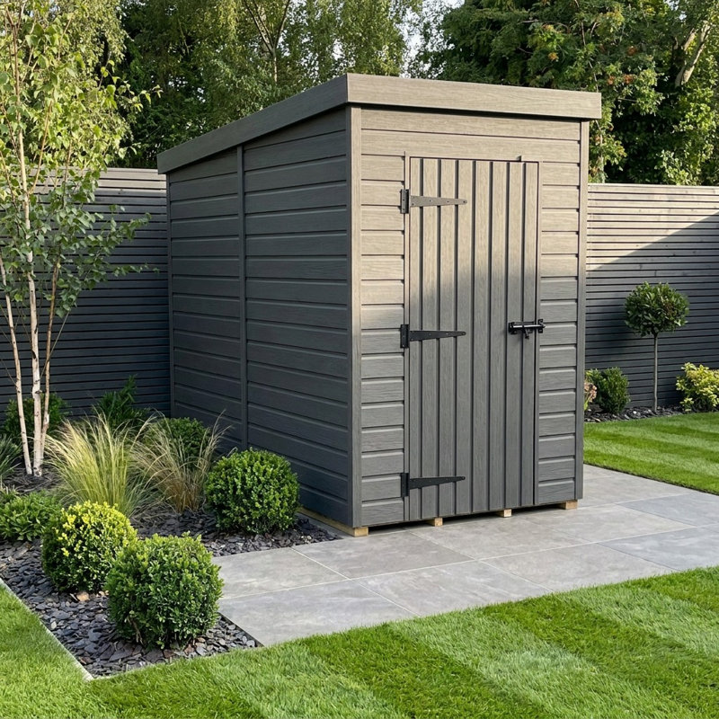 Total Sheds 4ft x 8ft Composite Pent Garden Shed - Single Door - No Windows - EPDM Rubber Roof - UK Manufactured