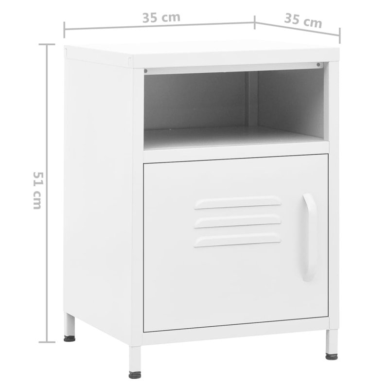 Bren 35cm W Steel Bedside Table, White, Set of 2