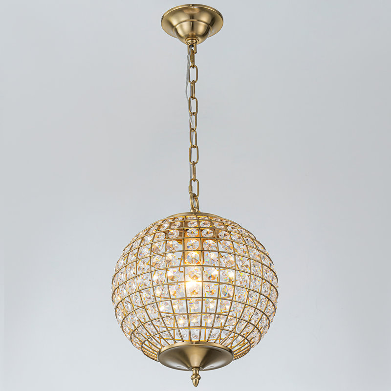 Ennu Crystal Globe Chandelier, Gold
