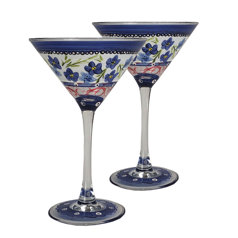 Verre bleu 7,25 oz. Verre à martini à pied