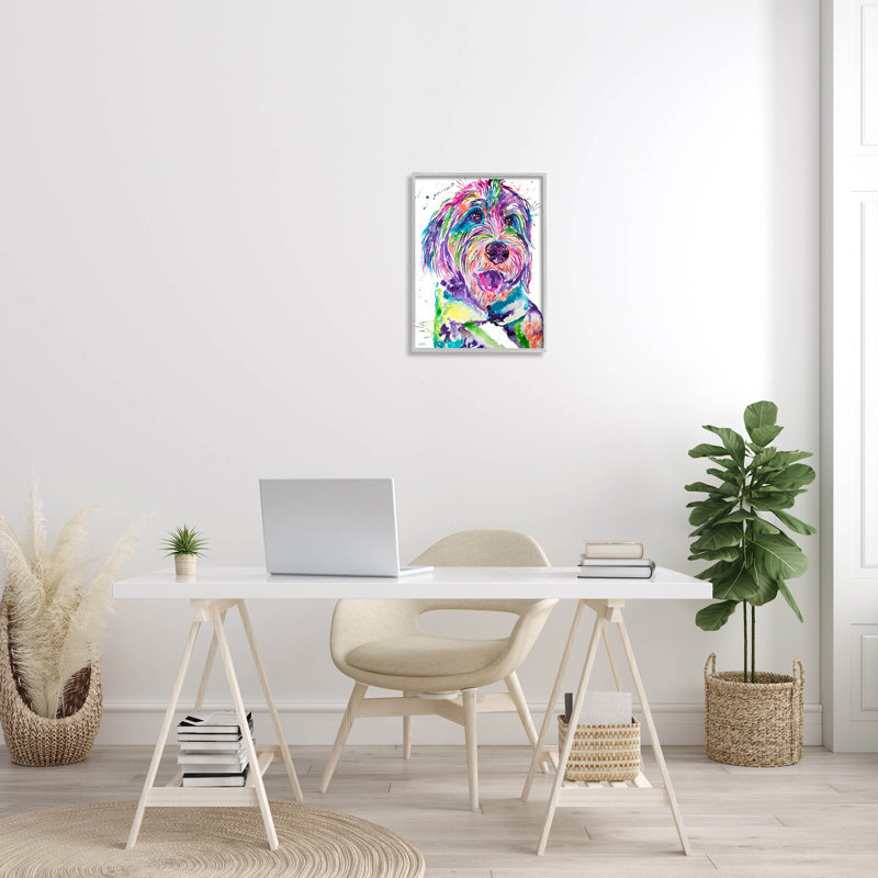 «Sourire terrier», art giclée moderne par Jen Seeley, H 20 po x l 16 po x P 1,5 po, Estampe numérique Farmhouse