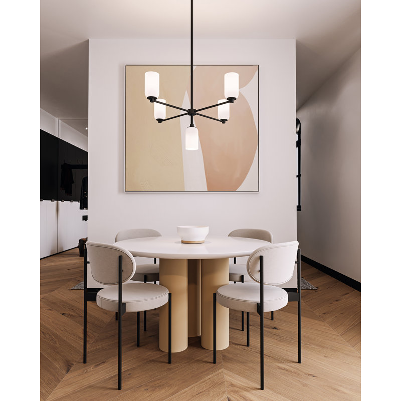 Nola 5 - Light Chandelier, White Glass, Matte Black