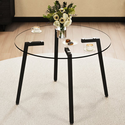 Table ronde moderne en verre trempé transparent de style simple