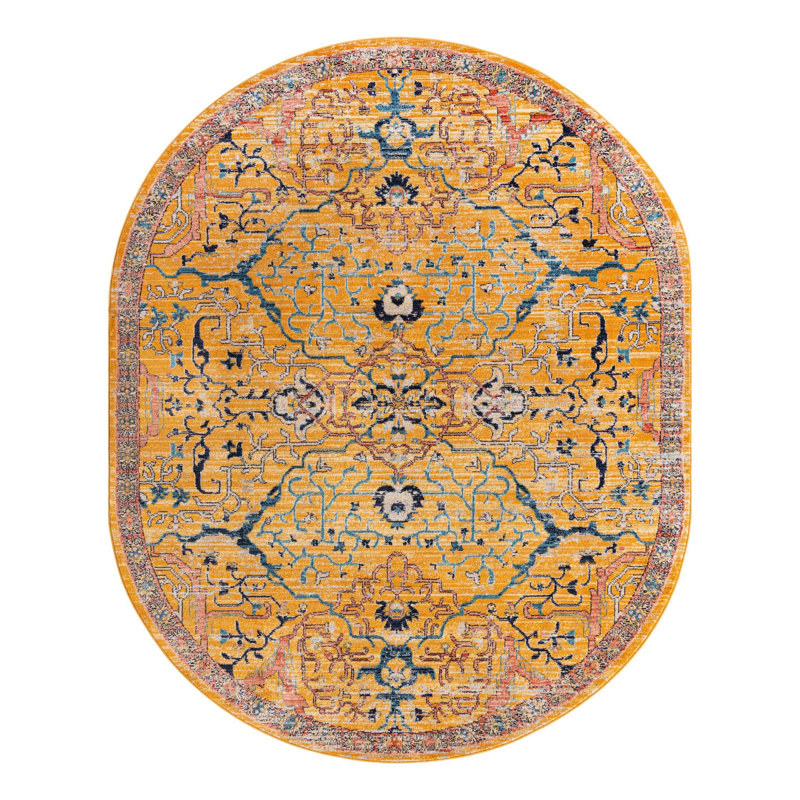 Alkire Floral Indoor Rug, Oval 7'10" x 10'2"