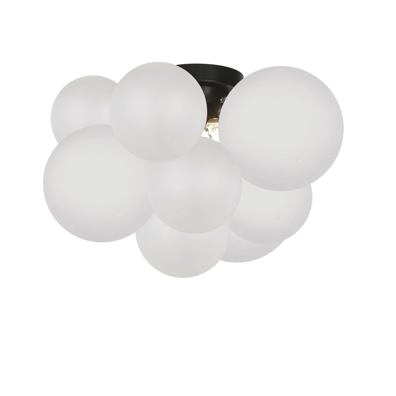 Plafonnier blanc opale Clarksdale 120 W, Noir