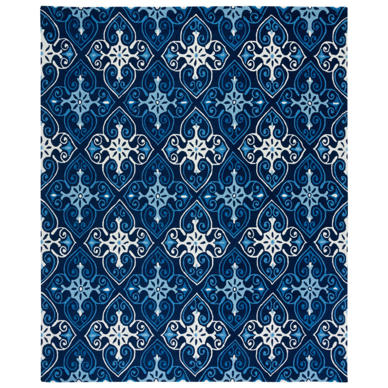 Mcentire Hand Hooked Performance Geometric Rug, Rectangle 3'6" x 5'6"