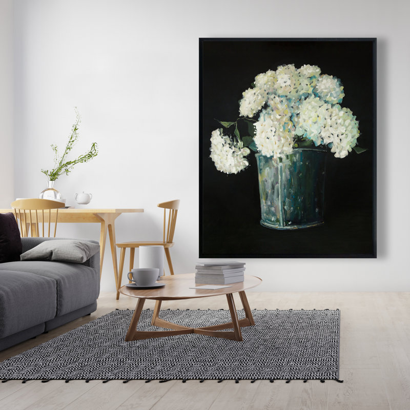 White Hydrangea Flowers Print On Canvas
