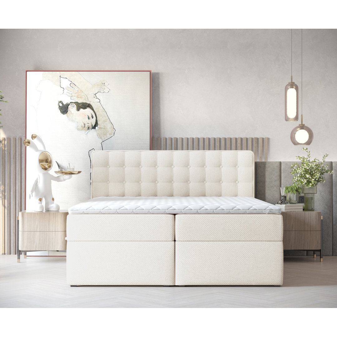 Boxspringbett Armgart mit Topper und Bettkasten