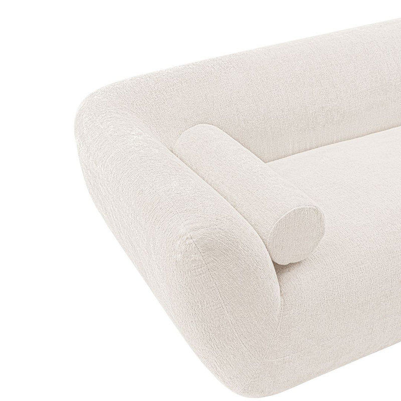 Hervie 96.46'' Round Arm Sofa, Cream Boucle